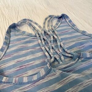 Ivivva Sleeveless Athletic Striped Top‎ Cotton Blend Blue Girls 7
